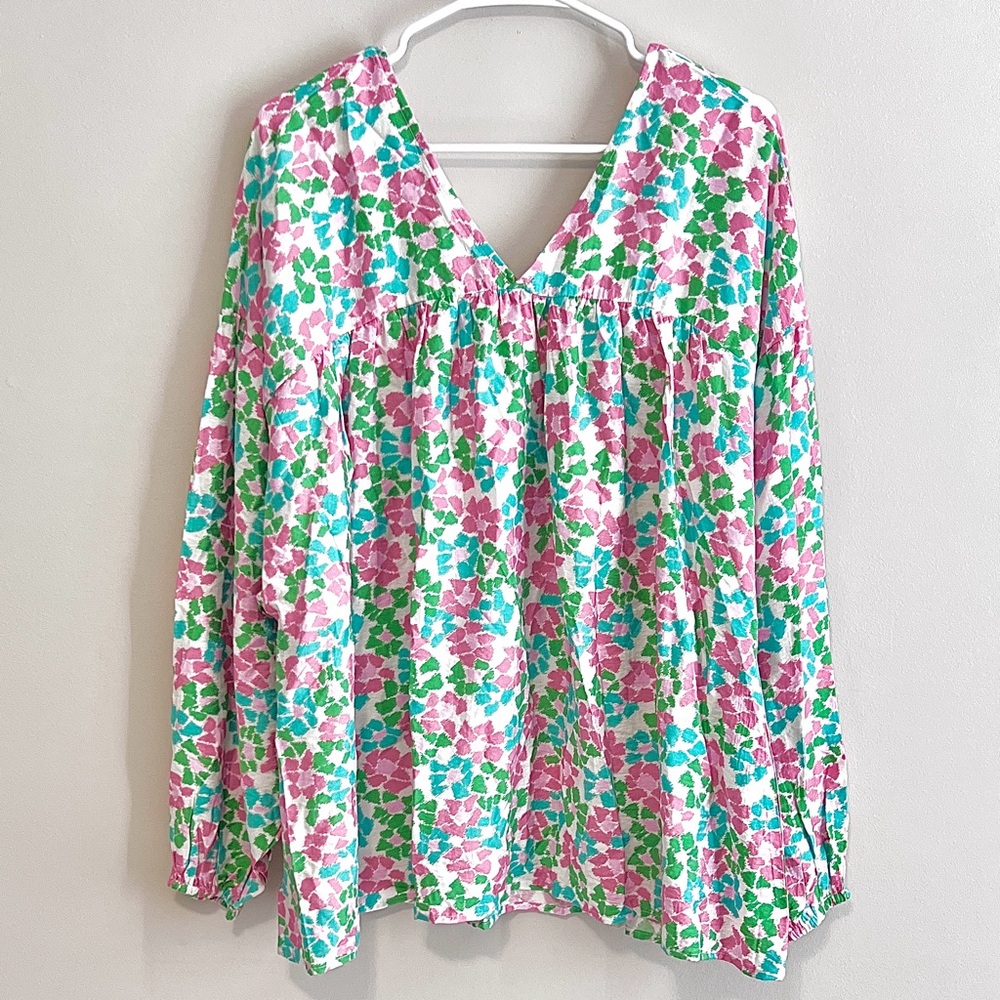 NWT Michelle McDowell Loren Long Sleeve Babydoll Top Mosaic Moment